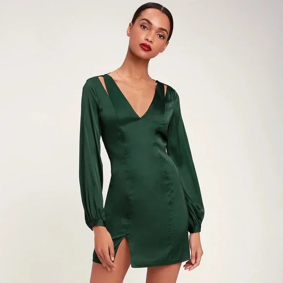 Lulus | Dresses | Lulus Amanda Forest Green Satin Cutout Long Sleeve Dress | Poshmark Lulus | Dresses | Lulus Amanda Forest Green Satin Cutout Long Sleeve Dress | Poshmark